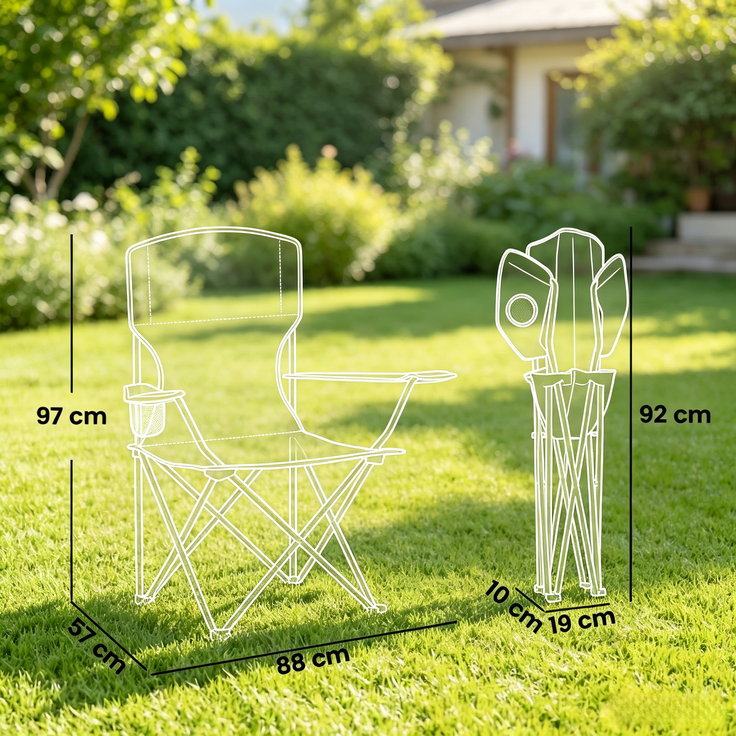 Campingstuhl 88 x 57 x 97 cm, faltbar, Oxford-600D-Stoff und Metallgestell, 2er-Set – Bild 5