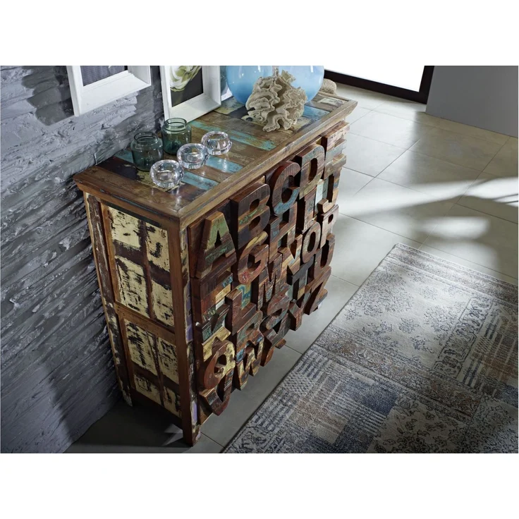 Kommode Altholz 90x40x100 mehrfarbig lackiert NATURE OF SPIRIT #70 – Bild 4