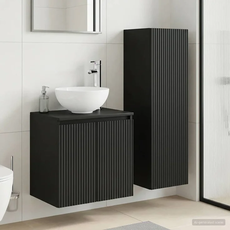 vidaXL Badezimmermöbel-Set 2 stk. Schwarz 33 x 34,5 x 100 cm 3406114 – Bild 1
