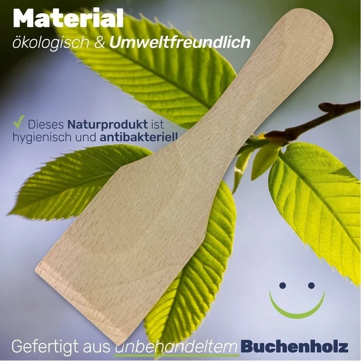 Gravidus Grillspachtel Racletteschieber Raclettespachtel Holzschaber Set Buchenholz 13 cm – Bild 3