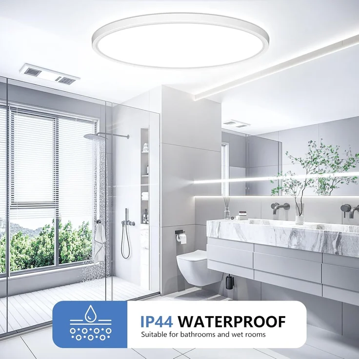 50CM Deckenlampe Led Deckenleuchte Flach - 48W 6500K 4800LM Kaltweiß Rund Küchenlampe Badlampe Led Deckenlampe Wohnzimmer Lampe Decke für Küche Schlafzimmer Badezimmer Kinderzimmer Modern Utra Dünn – Bild 4