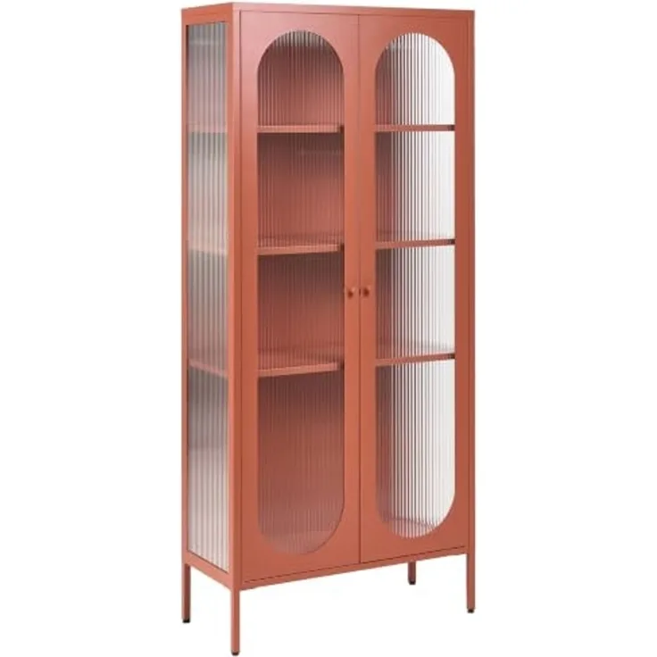 Vitrine mit Glastüren FOXTON Metall 80 cm Goldbraun