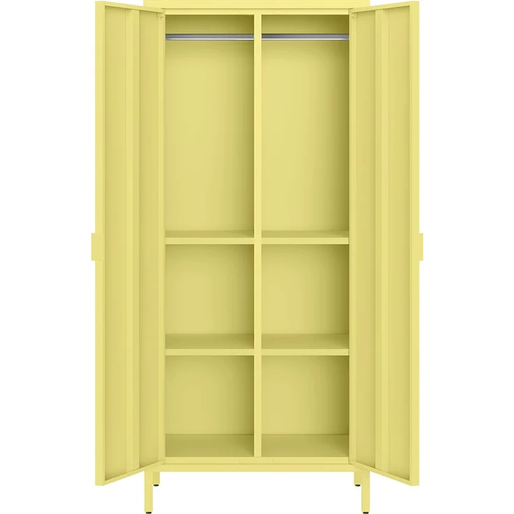skølm 'Ituri' Kleiderschrank, Metall, 170x45x80 cm, gelb, Garderobe mit 4 Fächern und 2 Kleiderstangen – Bild 10