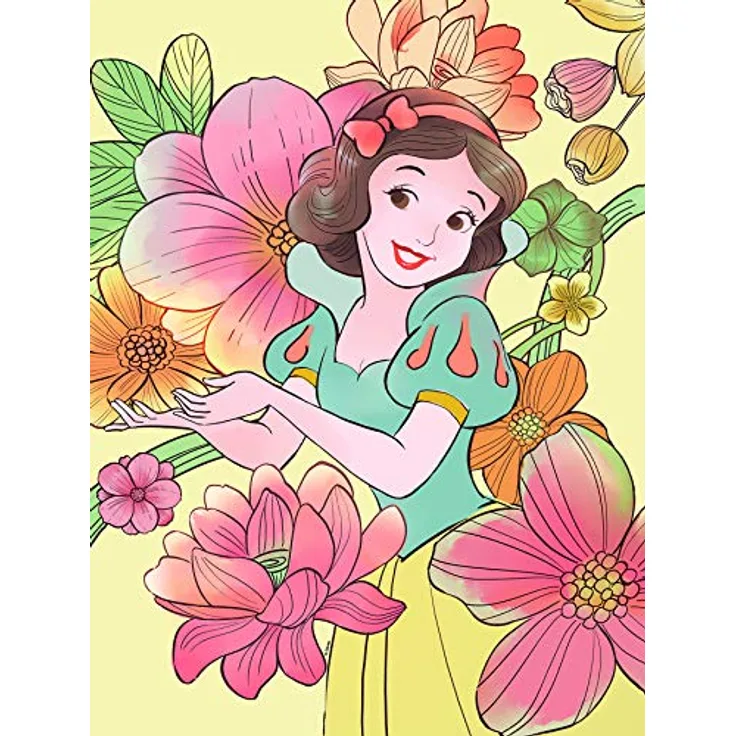 Komar Disney Wandbild "Snow White Flowers", Wanddeko für Kinderzimmer, 30x40cm, fotorealistischer Kunstdruck, ohne Rahmen, hochwertiger Druck auf Premium-Poster Fotopapier