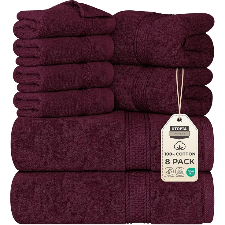 Utopia Towels 8-teiliges Handtuch-Set (Burgund) – Bild 1