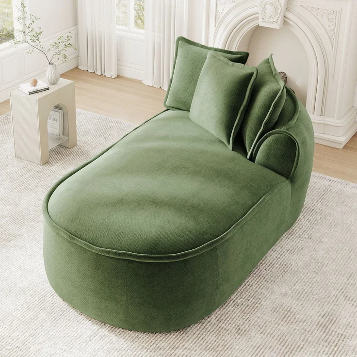ZUBALIYA SchlafSofa mit Chenille - Bezug, mit breiten Armlehnen, mit Schaumstoffpolsterung, aus Chenille, für Wohnzimmer und Apartments – Bild 2