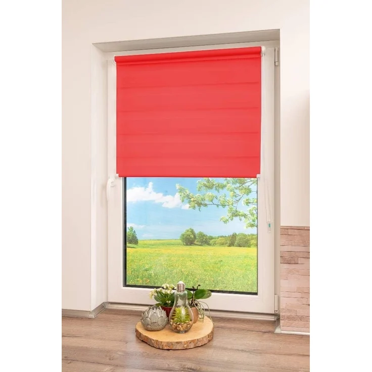 K-Home Klemmfix Doppelrollo Madrid ohne Bohren Rot 95x150 cm (B x L) – Bild 4