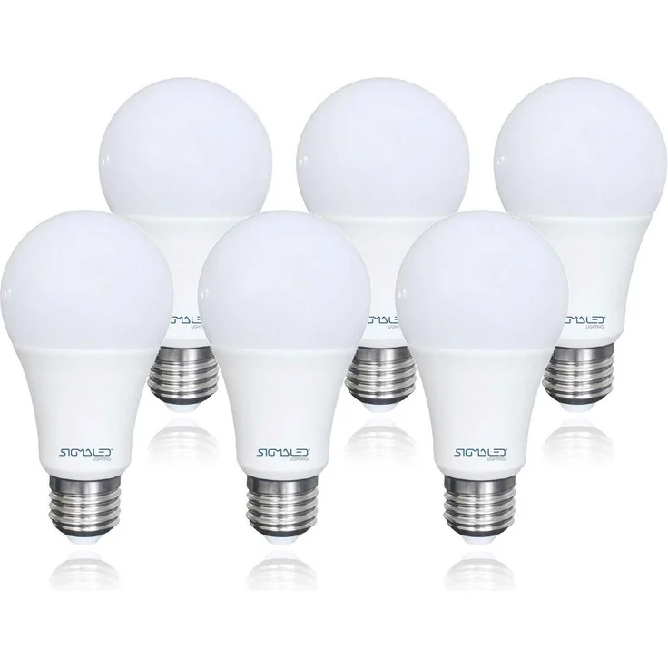 Sigmaled lighting, LED-Glühbirne E27-Sockel 10W (entspricht 70W), 950 Lumen, Warmweißes Licht (2800K) LED-lampe, A60 LED-Leuchtmittel, 6er-Pack