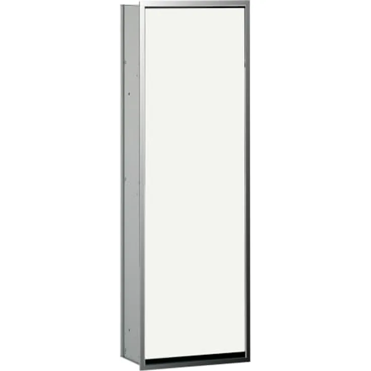 Emco ASIS 300 Badezimmerschrank Einbauschrank, Aluminium und Glas, Weiß Chrom, 96,4 cm, wechselbarer Türanschlag, großzügiger Stauraum