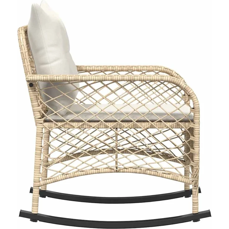 vidaXL Garten-Schaukelstuhl mit Kissen Beige Poly Rattan 4104197 – Bild 4