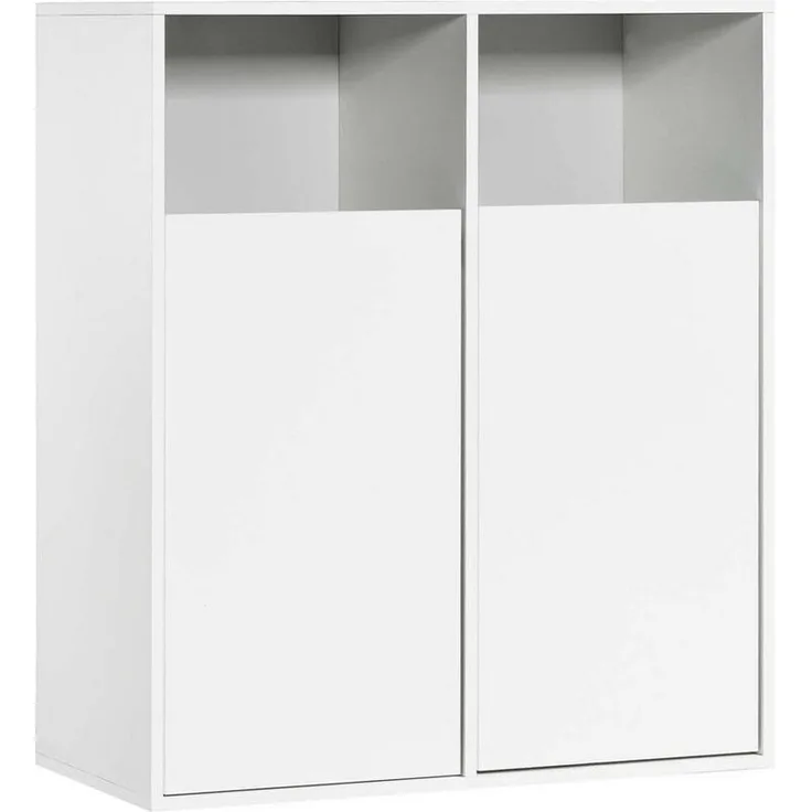 mokebo Wäscheschrank Der Wäschehüter (2-türig) Wäschekorb oder Wäschesammler mit Magnetverschluss in Weiß