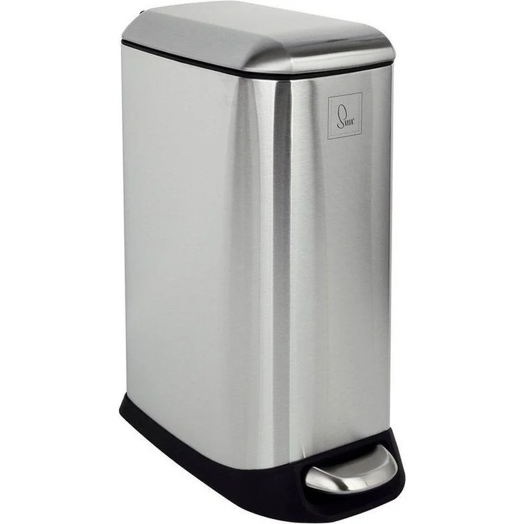 SVITA Mülleimer TS12, Treteimer, 12L, Softclose-Funktion, Edelstahl, Silber – Bild 1