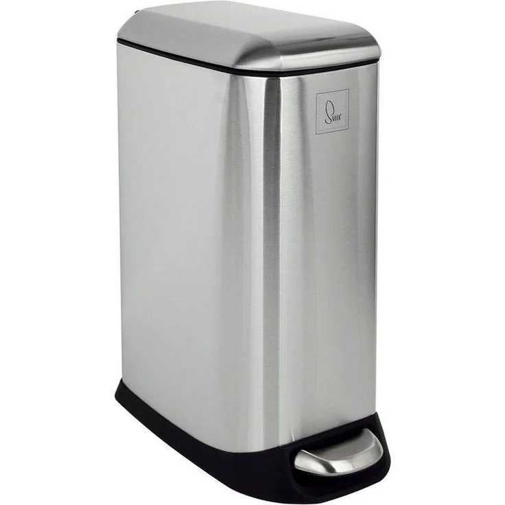 SVITA Mülleimer TS12, Treteimer, 12L, Softclose-Funktion, Edelstahl, Silber