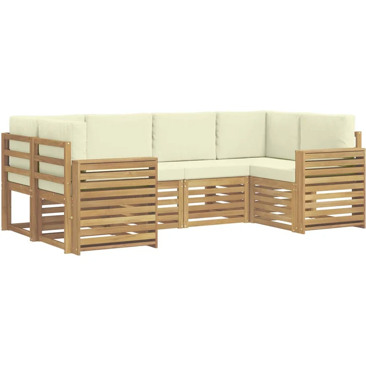 vidaXL Outdoor-Sofagarnitur 6 stk. 6-Sitzer Weiß und Creme Polyester 3392400 – Bild 2