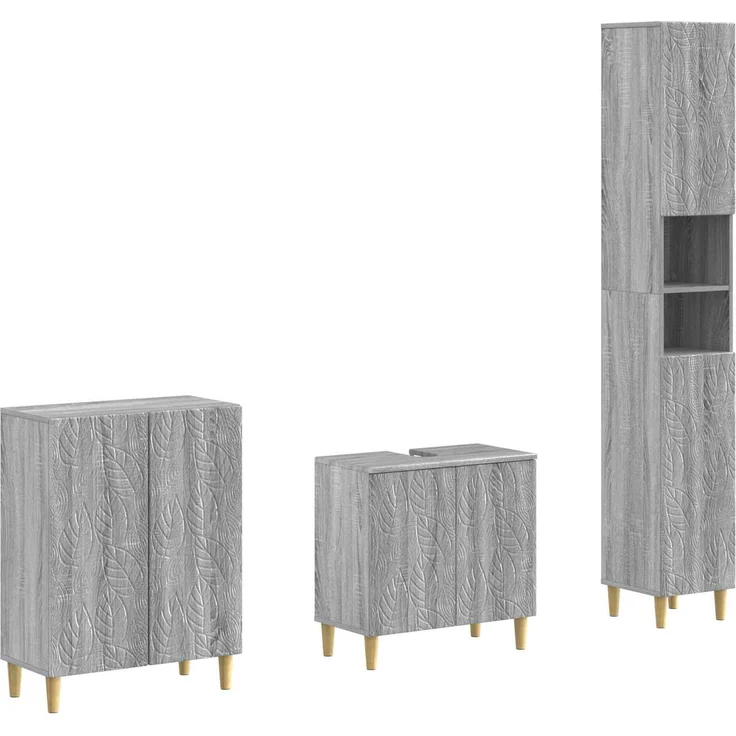 vidaXL 3-teiliges Badezimmer-Schranksystem DELFT Sonoma-Grau 3417465 – Bild 1