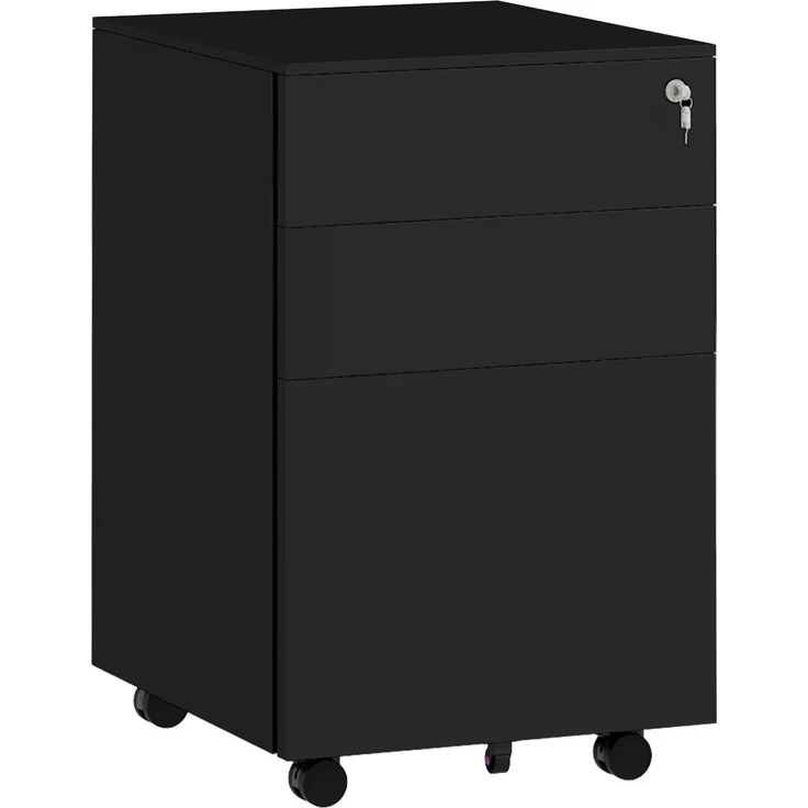 Aktenschrank 37 x 43,5 x 60 cm aus Stahl – abschließbarer Rollcontainer mit 3 Schubladen – Bild 3