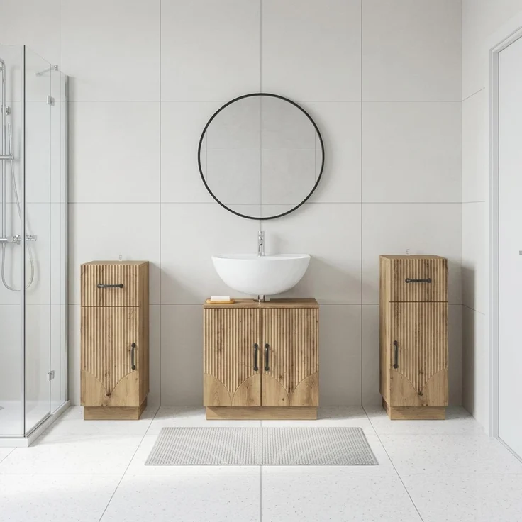 vidaXL 3-teiliges Badezimmer-Schranksystem HOORN 3 stk. Artisan-Eiche 3418043 – Bild 1