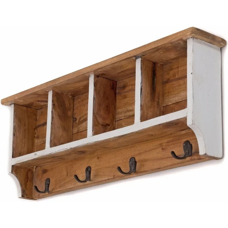 DESIGN DELIGHTS Wandgarderobe RUSTIKALE WANDGARDEROBE mit Fächern "VINTAGE 70", 70x27x11cm(BxHxT) – Bild 3