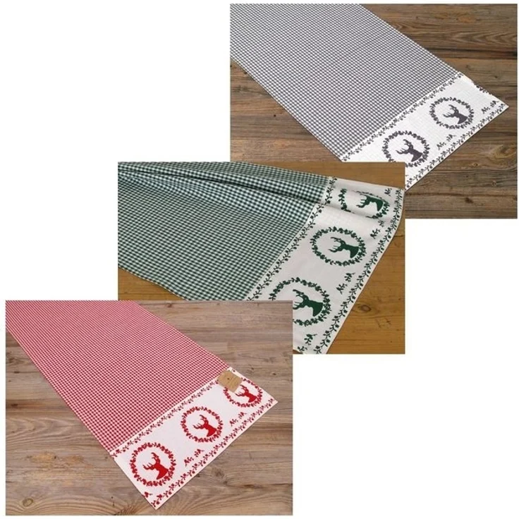 matches21 HOME & HOBBY Tischdecke Tischläufer RESI Hirsche kariert grau, 100 % Baumwolle, in 48x100 cm (1-tlg), Pflegeleicht waschbar bis 30° Grad – Bild 4