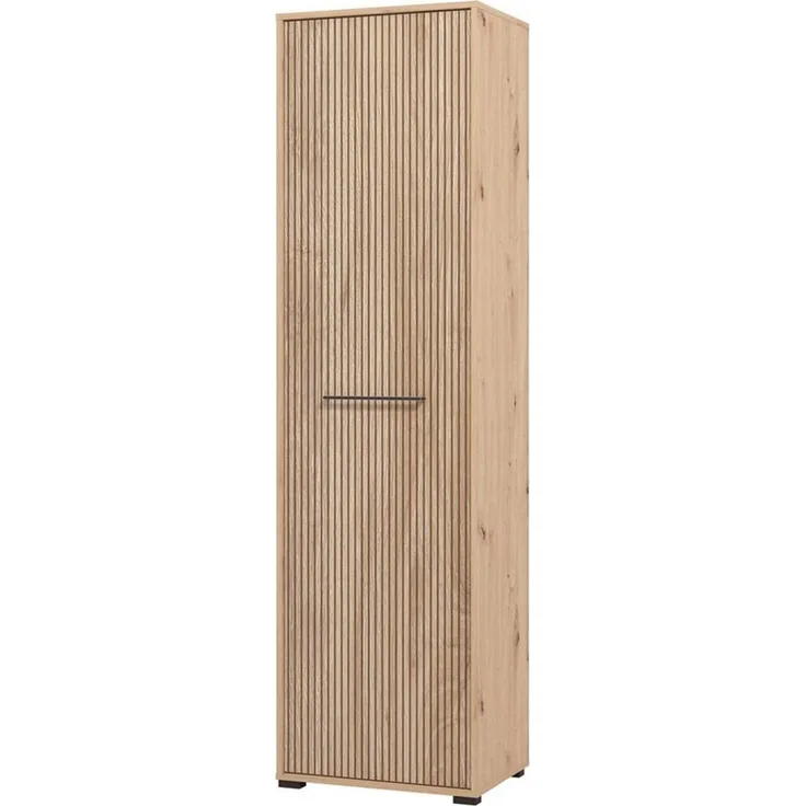 INOSIGN Garderobenschrank Landes Kleiderschrank, Stauraumschrank, Flurschrank, Höhe 198 cm Fronten in Artisan Eiche mit Streifen, mit einer Kleiderstange