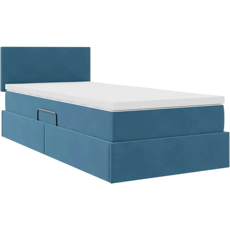 vidaXL Aufbewahrungsbett mit Kopfteil Dunkelblau 100 x 200 cm Samt 3370681 – Bild 5