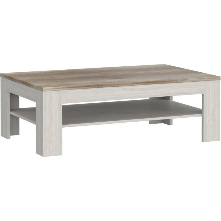 Couchtisch DURO 120 x 75 cm Optik Pinie weiß / Eiche antik