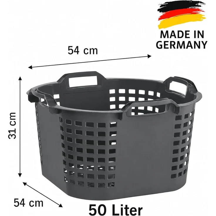 Erntekörbe Gartenkorb groß Lebensmittelecht 50L Obstkorb 54x31cm ineinander & übereinander stapelbar | Made in Germany als Obstkorb, Laubkorb und vielseitiger Erntekorb – Bild 3