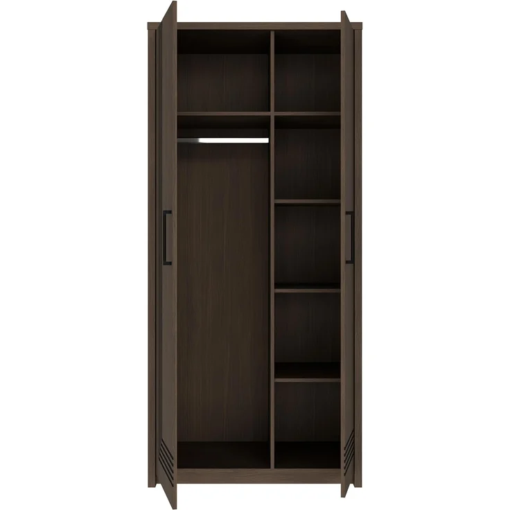 Forte EUFEMIUS Kleiderschrank 90 95, moderner Schrank mit dekorativer Fräsung, Holzwerkstoff, Dunkelbraun|Schwarz Eiche Holzdekor, 91,5 cm breit x 198,3 cm hoch x 52,7 cm tief – Bild 7