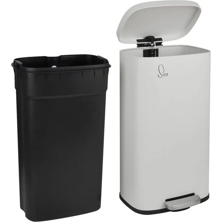 SVITA TQ30 Mülleimer Weiß 30L Treteimer Abfallbehälter Softclose Deckel