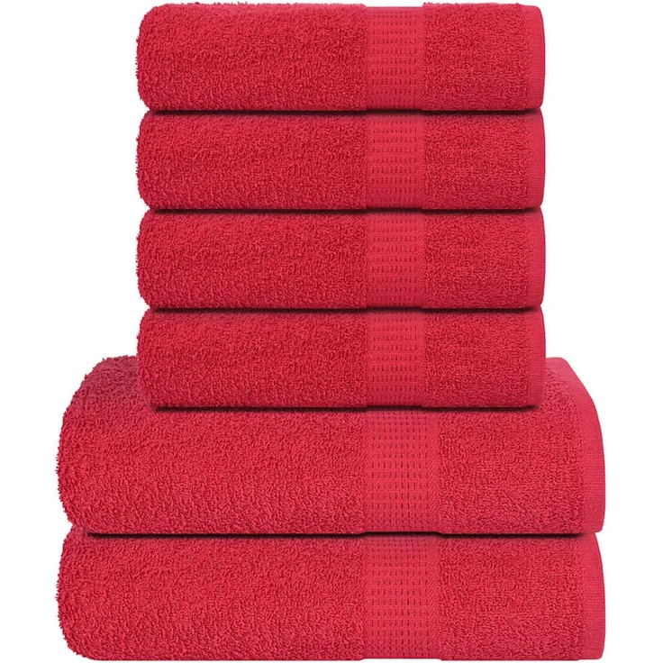 vidaXL 6-tlg. Handtuch-Set FROGN Rot 360 g/m² 137089 – Bild 1