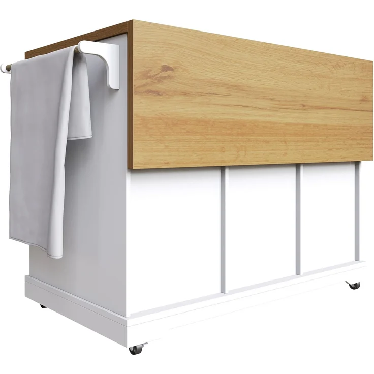 Servierwagen aus MDF mit Klappfunktion & Stauraum, 147x44/70x93 cm, Weiß – Bild 5