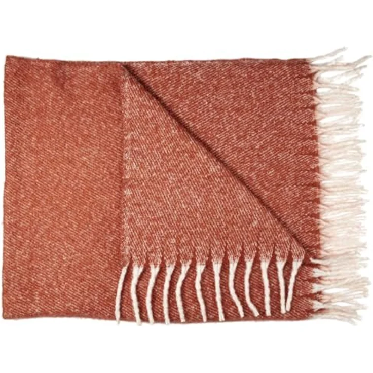 HOME DECO FACTORY, TX0078, Terracotta Plaid with Fringes, elegant and Soft Interior Textile, ideal for Sofa or Bed, Easy to Maintain, Dimensions 120x150 cm, orange Color – Bild 2