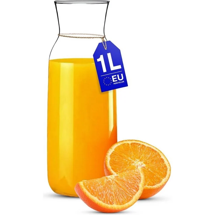 KONZEPT Wasserkaraffe Karaffe Glaskaraffe Transparente 1 Liter, (1-tlg), ideal für Wasser, Saft, Wein, Limonade, Coctails und Milch – Bild 1