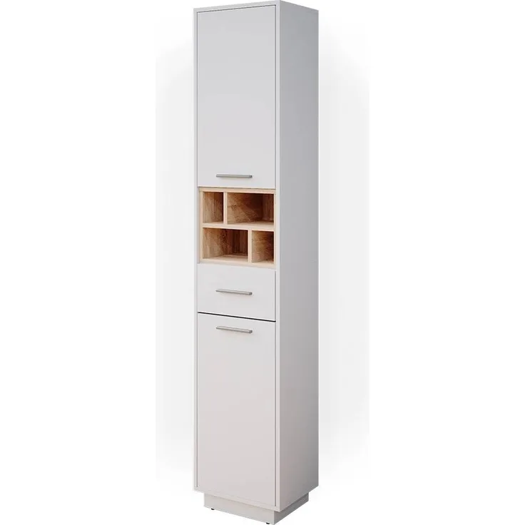 Vicco 'Beatrice' Hochschrank, Spanplatte, 38 x 190 x 30 cm, Weiß / Sonoma Eiche