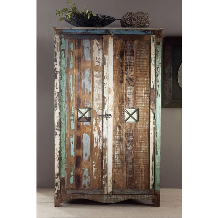Kleiderschrank Altholz 118x60x198 mehrfarbig lackiert NATURE OF SPIRIT #42 – Bild 2