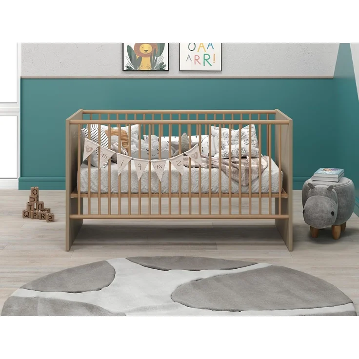 trendteam Babymöbel-Set Beja, (Set, 2-tlg), Babyzimmermöbel: Kinderbett und Wickelkommode - silberfarbene Griffe – Bild 4