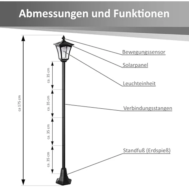 Northpoint LED Gartenleuchte LED 3in1 Solar Gartenlaterne Bewegungs- u. Dämmerungssensor – Bild 2