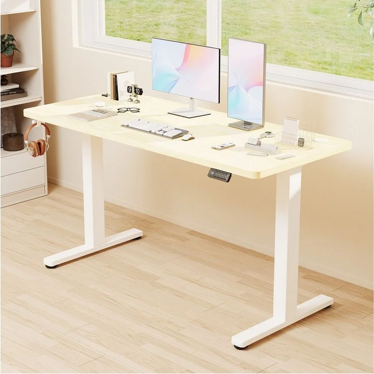Furnicopia Schreibtisch Höhenverstellbarer Schreibtisch 120/140/160CM mit Kabelmanagement (Ergonomischer Computertisch für Homeoffice mit leisem Einzelmotor (50 dB), 4-Tasten-Handsteuerung mit 2 Memory-Positionen, einfache Montage in ca. 30 Minuten) – Bild 3