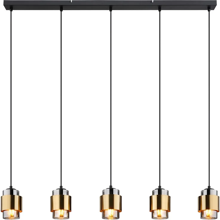 Hängelampe, Metall, Glas rauchfarben, 5 Flammig, L 105 cm – Bild 10