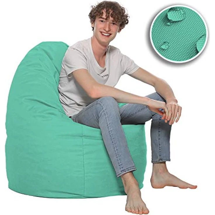 HomeIdeal - Sitzsack XXL Bodenkissen für Erwachsene & Kinder - Geeignet für Gaming oder Entspannen - Indoor wie Outdoor da er Wasserfest ist - mit EPS Perlen, Farbe:Pacificblau, Größe:XXXL – Bild 6