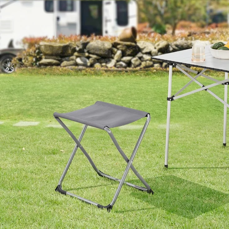 2-in-1 Campinghocker und -Tisch Barete 47x47x37 cm Grau [en. casa] – Bild 2
