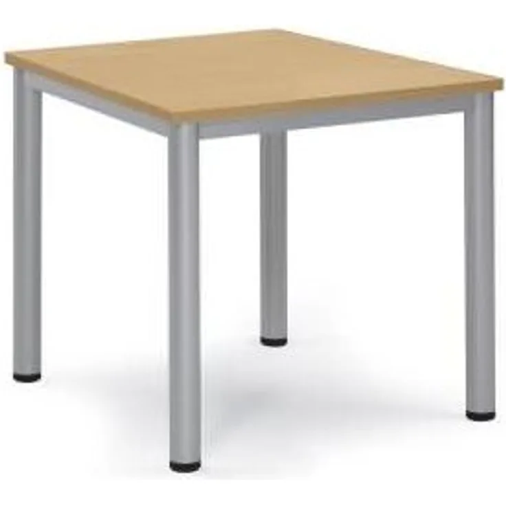 Soennecken Besprechungstisch 80x80x72cm Gestell silber Platte buche