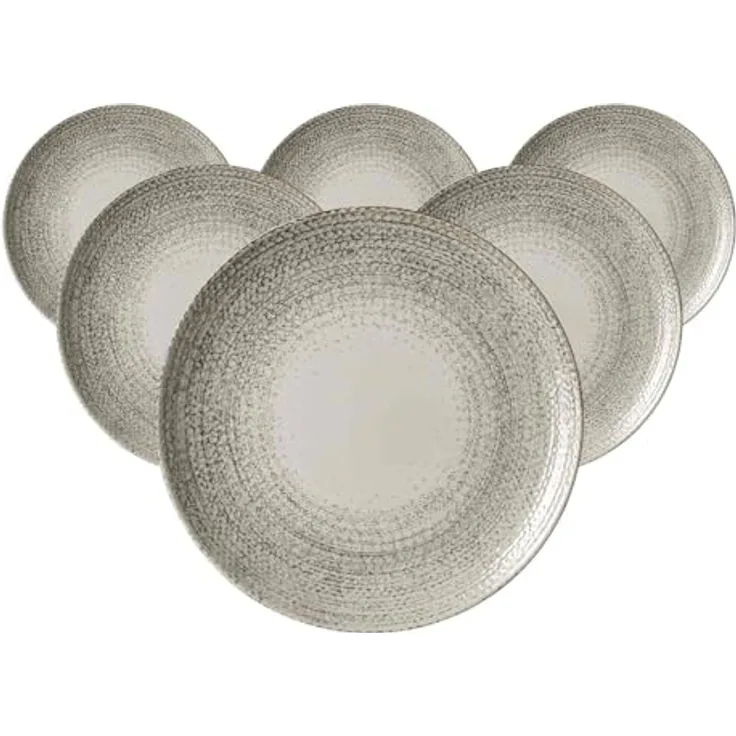 PRESOTTO Speiseteller Rimini, 6er Set, Ø 26 cm, Grau, spülmaschinenfest, Keramik