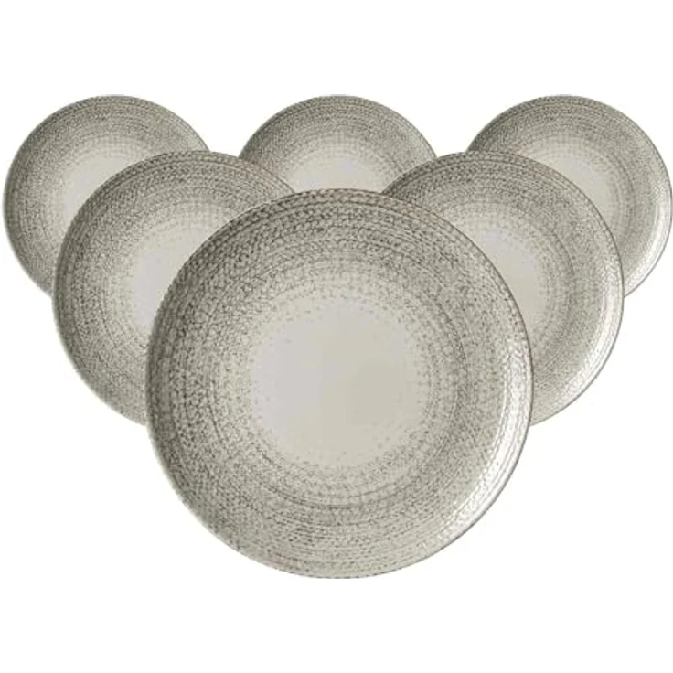 PRESOTTO Speiseteller Rimini, 6er Set, Ø 26 cm, Grau, spülmaschinenfest, Keramik – Bild 1