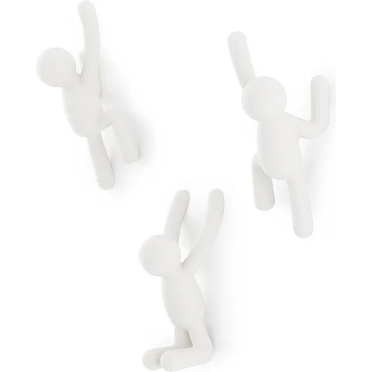 Umbra Hooks Buddy Wandhaken, Aufhänger, Kleiderhaken, Kleideraufhänger, Garderobenhaken, 3 Haken, Kunststoff, Weiß, 318165660