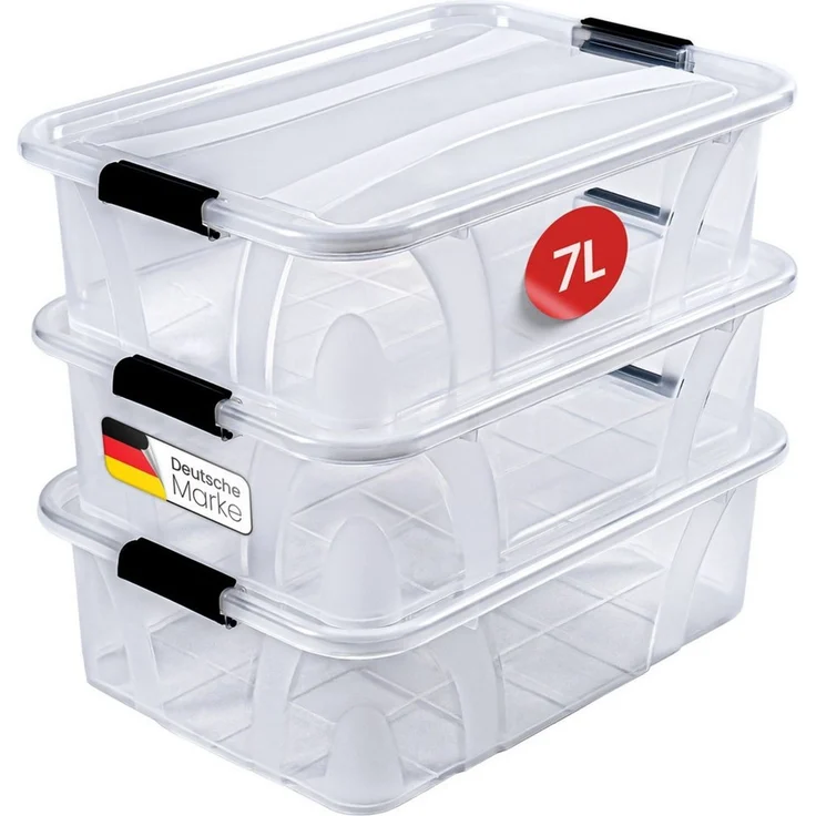 KONZEPT Aufbewahrungsbox mit Deckel groß Set BPA Frei Kunststoff, Aufbewahrungsboxen mit deckel (Set, 3 Boxen), lebensmittelecht – Bild 5