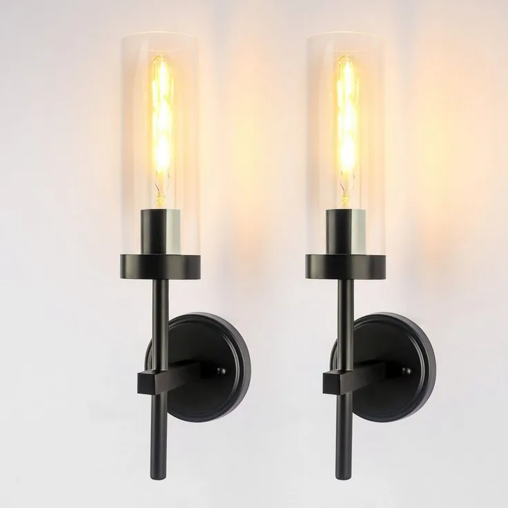 POPOLIC Wandleuchte Badezimmer-Wandleuchten-Set (2 Stück), modernes Wandleuchten-Set, fest verdrahtet, Badezimmer-Waschtischleuchte, klares Glas, geeignet für Wohnzimmer, Flur, Spiegel, Schlafzimmer, Treppen