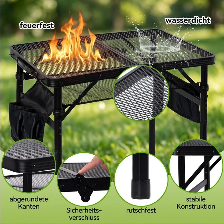 SEHAUSEU Campingtisch klappbar Klapptisch höhenverstellbarer Grilltisch – Bild 3
