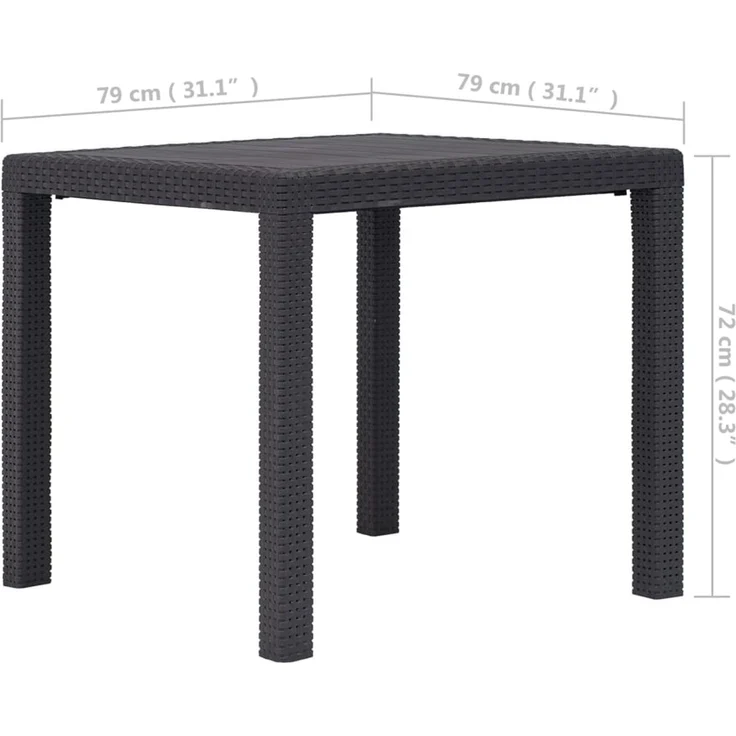 Gartentisch, Balkontisch, Küchentisch Braun 79 x 79 x 72 cm Kunststoff Rattan-Optik – Bild 5