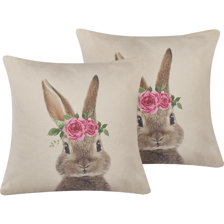 Kissen 2er Set Tiermuster TULIPA 45 x 45 cm Taupe